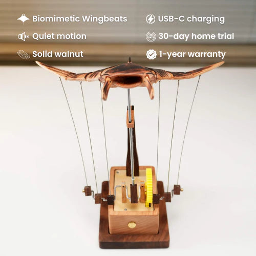 Handcrafted Wooden Manta Ray Automaton