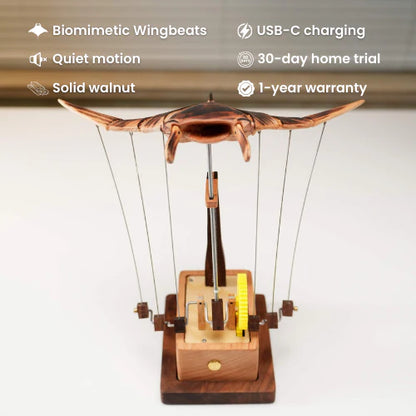 Handcrafted Wooden Manta Ray Automaton